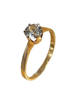 Korusormus 14k keltakulta vaaleansinisellä kivellä, koko 16,0 mm HV0116