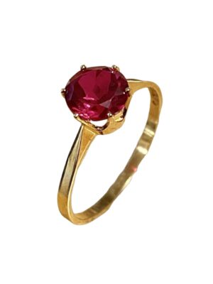 Korusormus 14k keltakulta punaisella kivellä, koko 18,0 mm HV0118