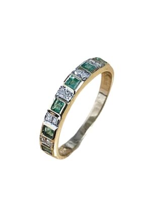 Korusormus smaragdeilla ja timanteilla, koko 17 keltakulta SMA4HV