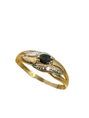 Korusormus sinisafiirilla ja timanteilla, koko 17- keltakulta SI908