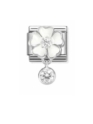 Nomination Classic pala valkea kukka ja pyöreä cz 331814 06
