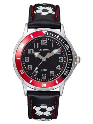 LEIJONA HAT TRICK BLACK & RED lasten rannekello