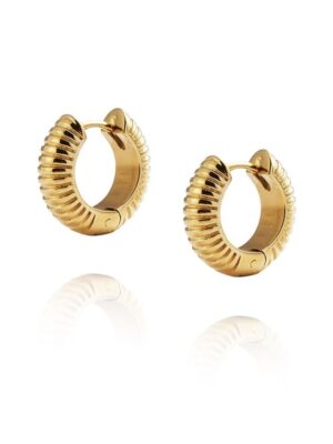 Mockberg Ribbed Hoops Gold Medium