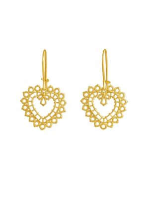 Lempikoru Pitsisydän korvakorut pieni kullattu hopea 5431200000