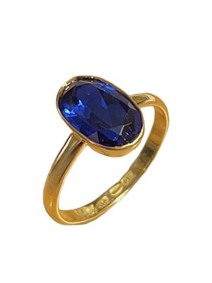 Sormus sinisellä kivellä 14k keltakulta koko 18,0