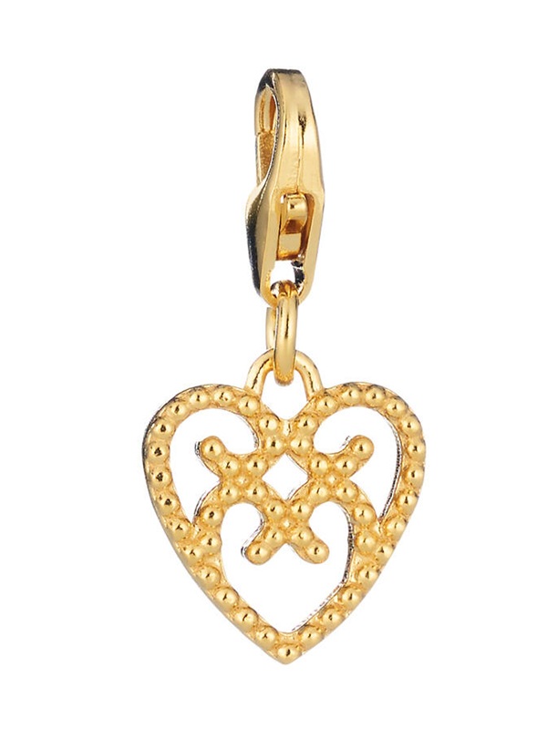 Lumoava Helmi sydän charm, keltakullattua hopeaa