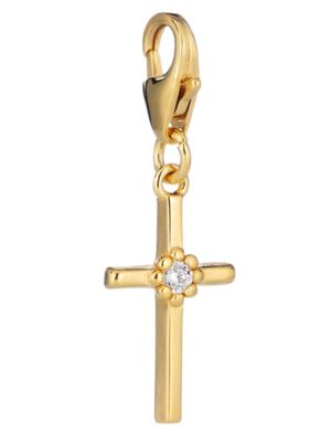 Lumoava Daisy risti charm, keltakullattua hopeaa