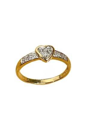 Sydän sormus timanteilla 14k keltakulta koko 16,0