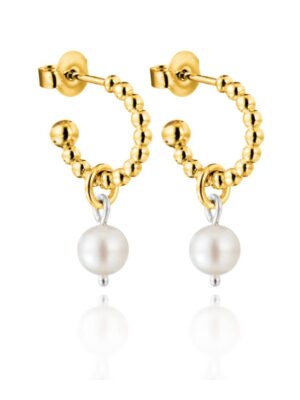 Lumoava Helmi korvakorut Akoya-helmellä, keltakullattua hopeaa