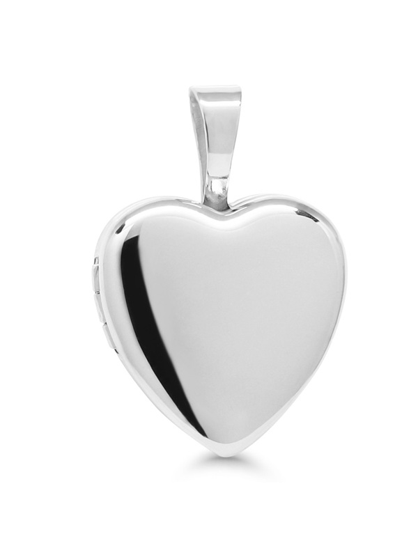 Hopeamedaljonki sydän 17mm sileä