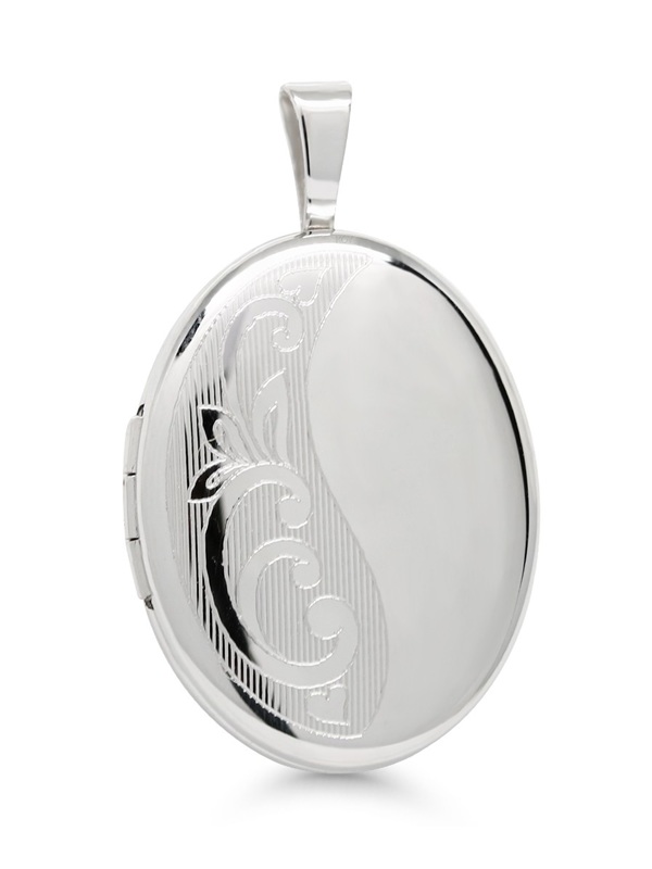 Hopeamedaljonki ovaali 20mm köynnöskaiverrus