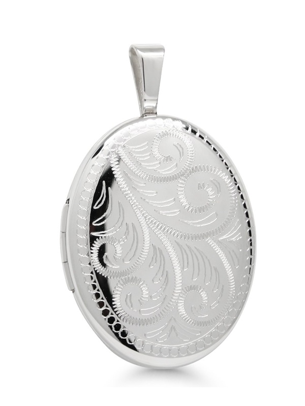 Hopeamedaljonki ovaali 20mm kaiverruksella