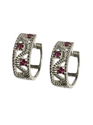 Korvakorut saranalla punainen cz hopea 5245p