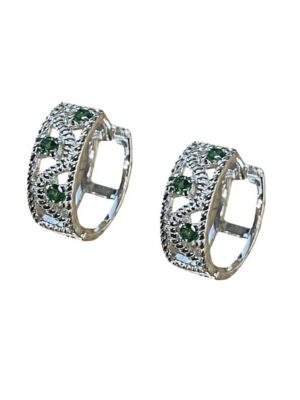 Korvakorut saranalla vihreä cz hopea 5245v