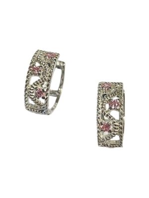 Korvakorut saranalla vaaleanpunainen cz hopea 5245vp