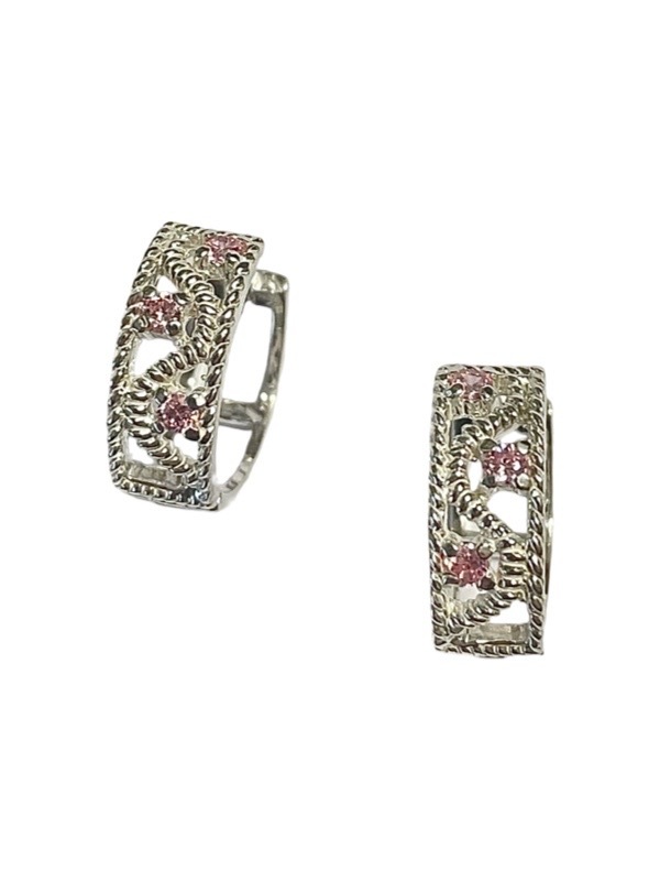 Korvakorut saranalla vaaleanpunainen cz hopea 5245vp