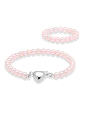 Kastehelmiranne pinkki hopeisella sydänlukolla KH-1pink2/15+8cm