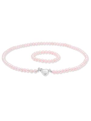 Kastehelminauha pinkki hopeisella sydänlukolla KH-1PINK2 32 + 10cm