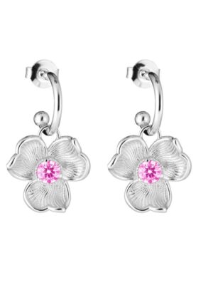 Lumoava Anna korvarengas pinkillä kivellä, hopeaa