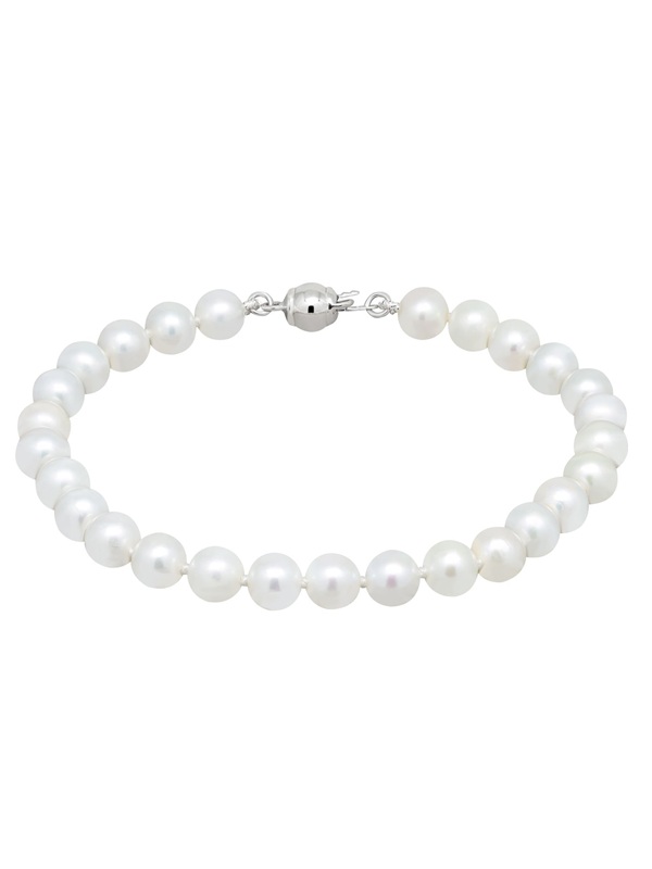 Helmiranne 6-6½mm AAA valkoinen hopealukolla